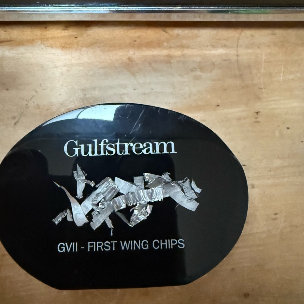 Collectible Gulfstream GVII-first wing chips lucite paperweight